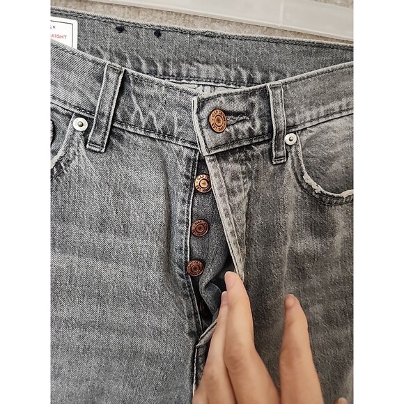 Gap Cheeky Straight Leg Ankle Jeans Womens 28 6 Gray Button Fly Raw Hem - Picture 3 of 9